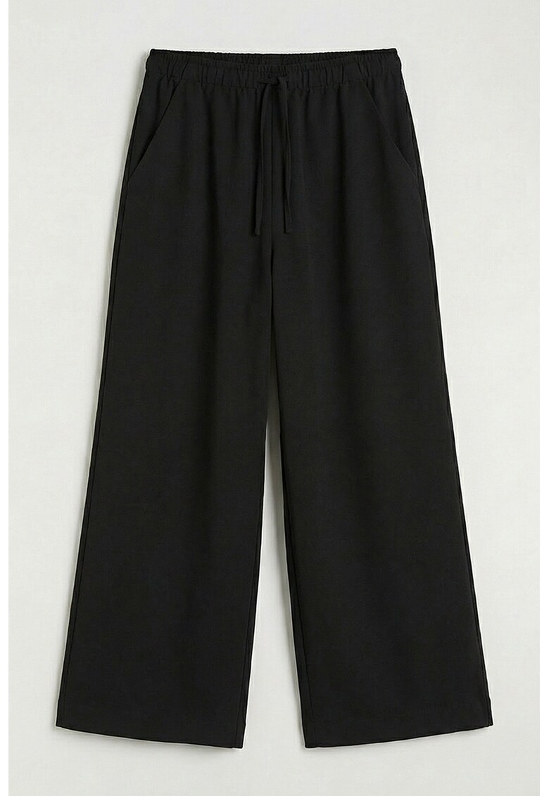 Pantaloni de trening cu croiala ampla si snur de ajustare - Negru