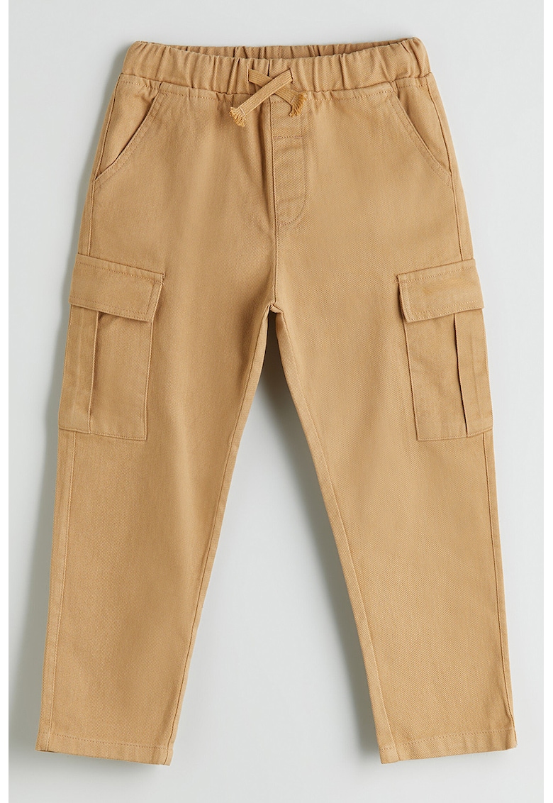 Blugi cargo cu talie ajustabila - Caramel