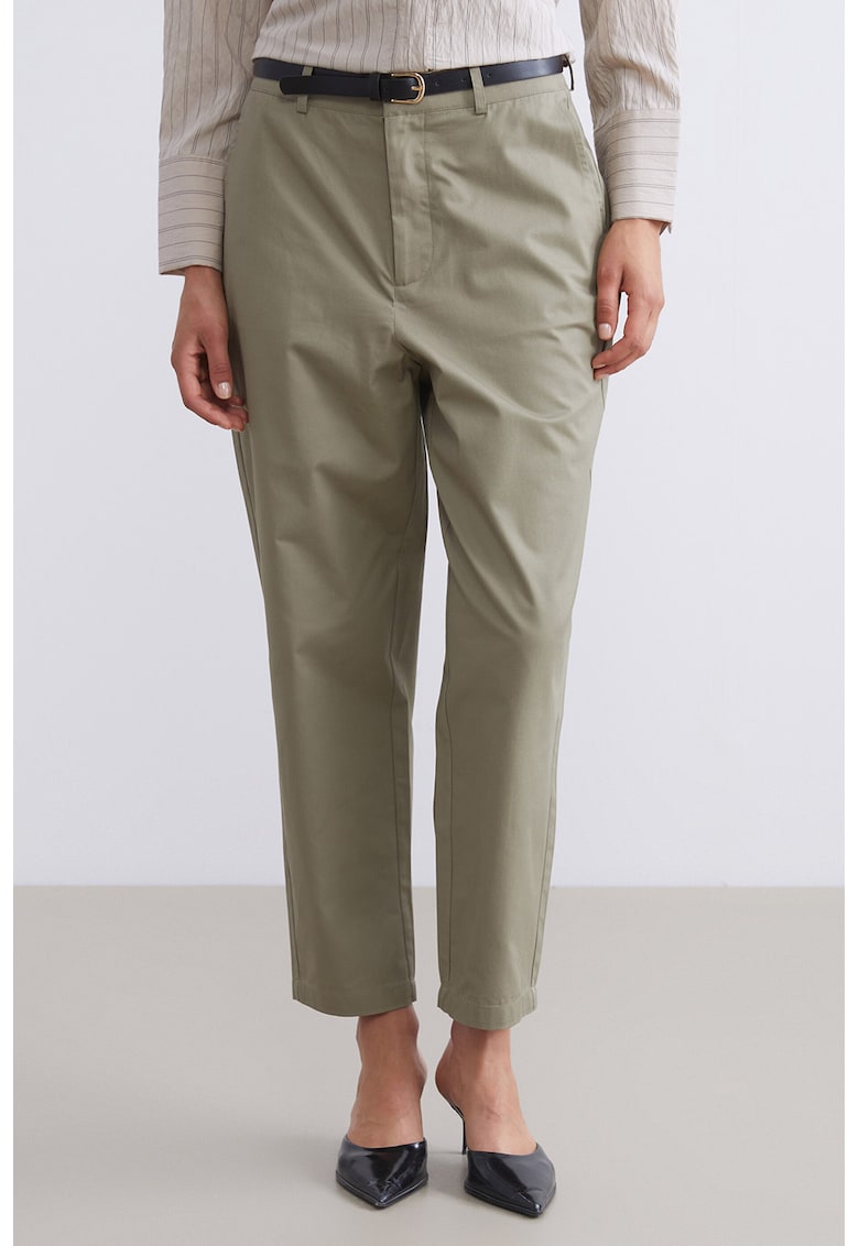 Pantaloni crop cu croiala conica - Verde pal