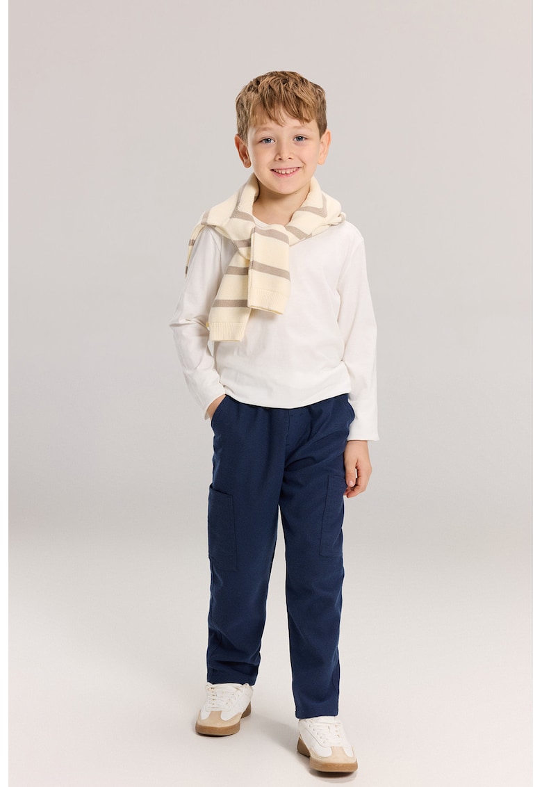 Pantaloni de trening cu croiala cargo cu snur in talie - Bleumarin