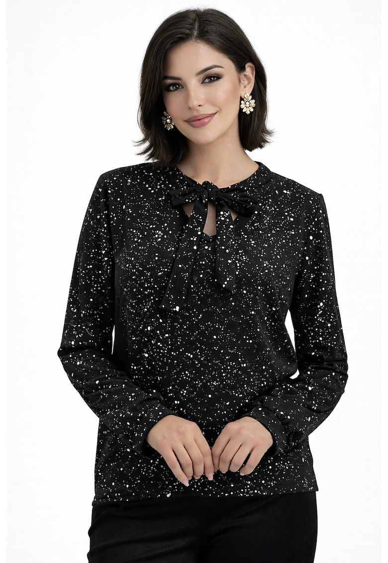 Bluza cu aspect catifelat - Verde/Auriu