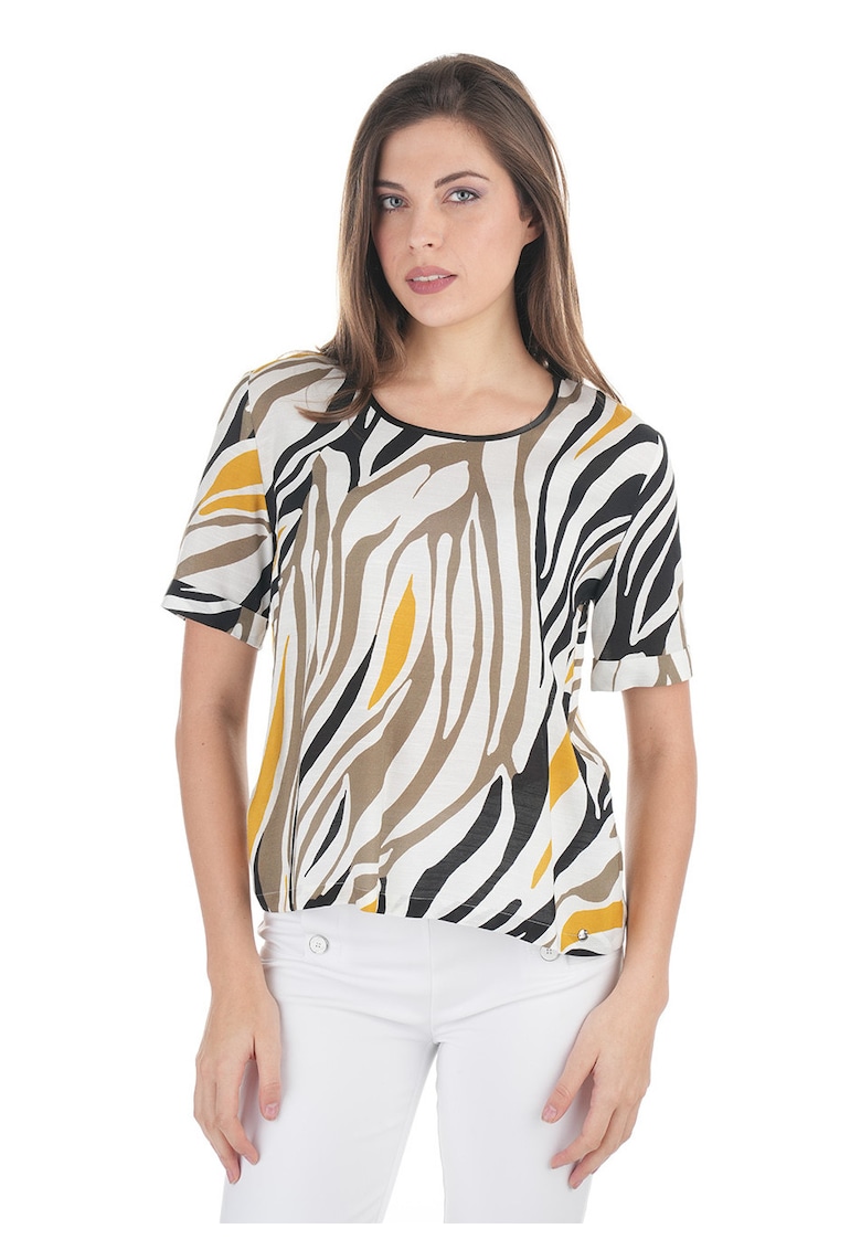 Bluza din amestec de viscoza si in - cu imprimeu abstract