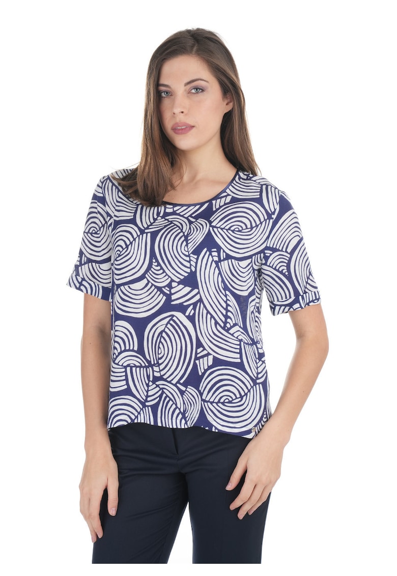 Bluza din amestec de viscoza si in - cu motive geometrice