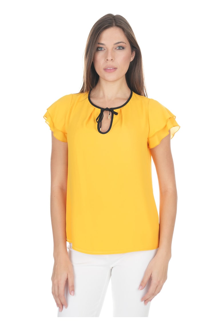 Bluza cu maneci fluture si accente contrastante
