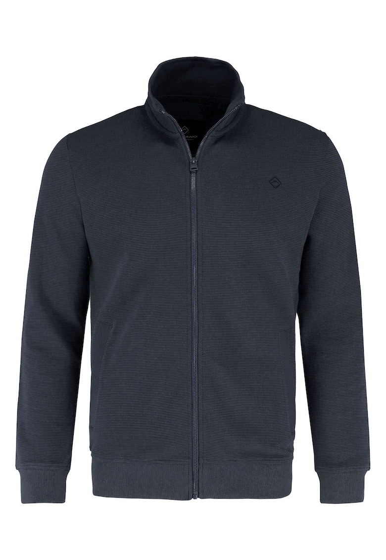 Bluze de trening din bumbac cu fermoar - cu buzunare - uni - regular fit - B-Stripe - albastru marin - Albastru marin