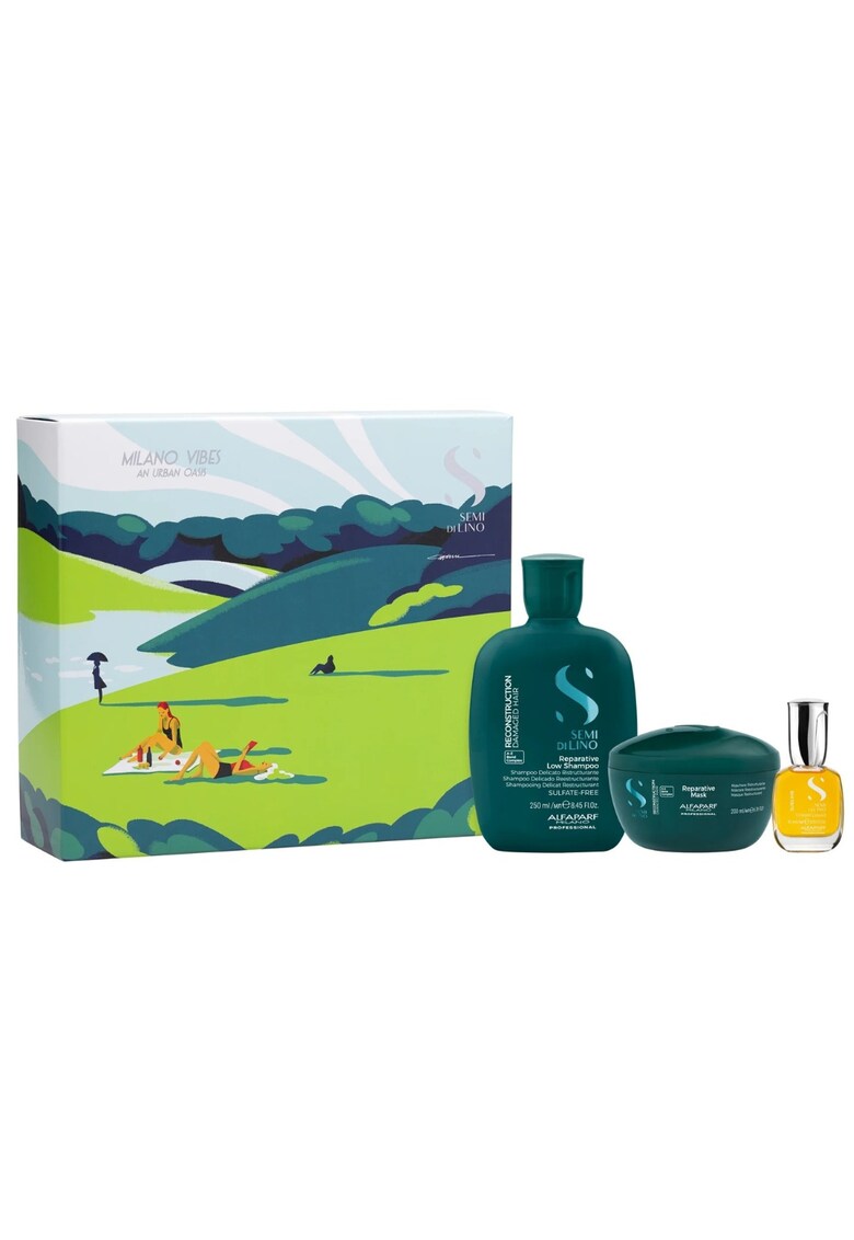 Set Reconstruction - Sampon 250ml - Masca 200ml - Cristalli Liquidi 15ml - pentru par deteriorat