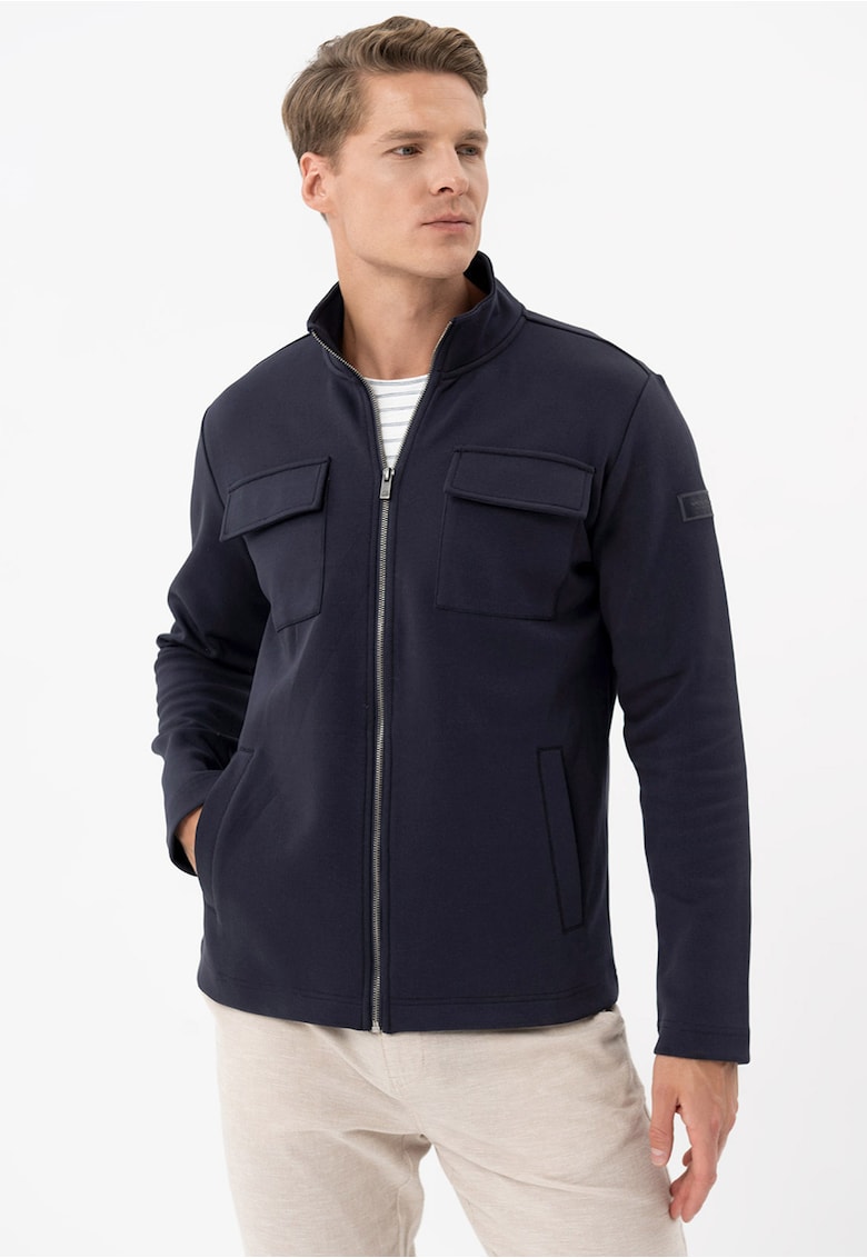 Bluza de trening cu fermoar - cu buzunare pe piept - guler inalt - Comfort Fit - B-North - albastru marin - Albastru marin