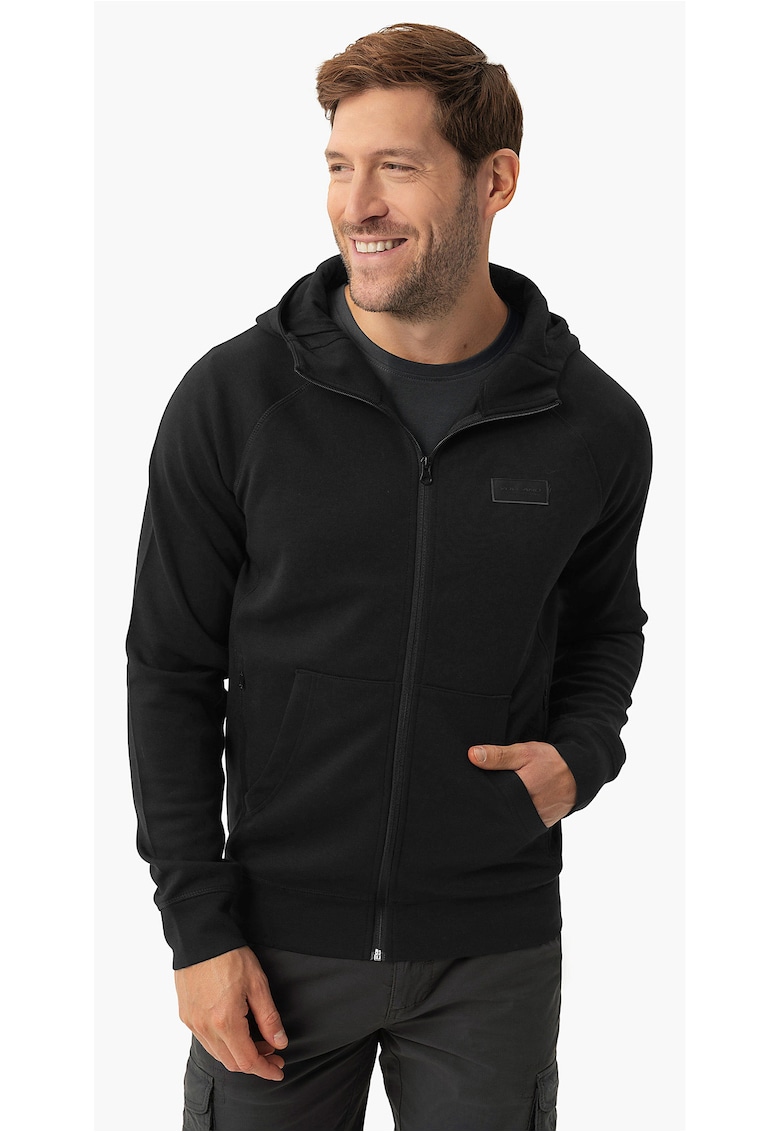 Hanorac cu gluga - cu fermoar - cu buzunare aplicate - regular fit - B-Andre - negru - Negru