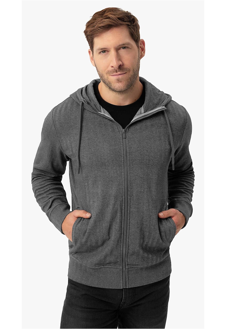 Hanorac cu gluga barbati - cu fermoar - buzunare - regular fit - B-Fog - gri melange - Gri melange