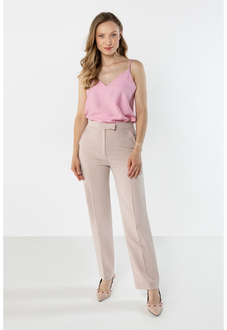 Pantaloni dama - A766 - bej - poliester-elastan