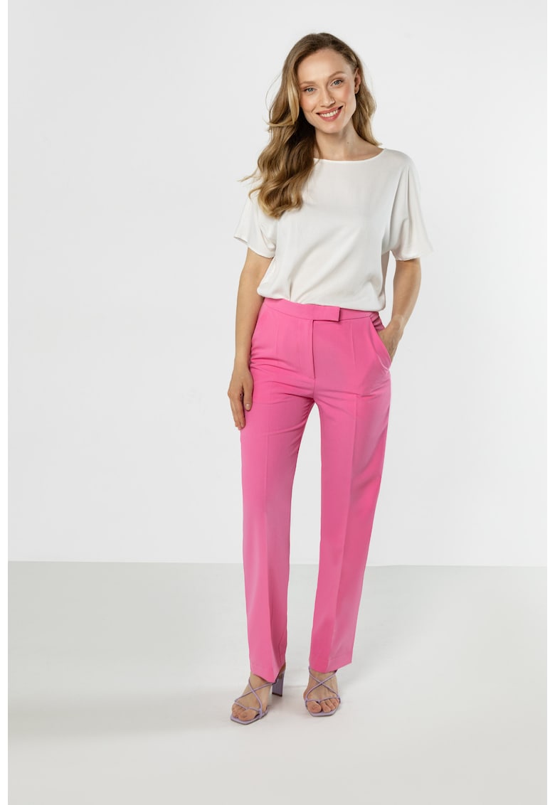 Pantaloni dama - A766 - roz - poliester - elastan - viscoza