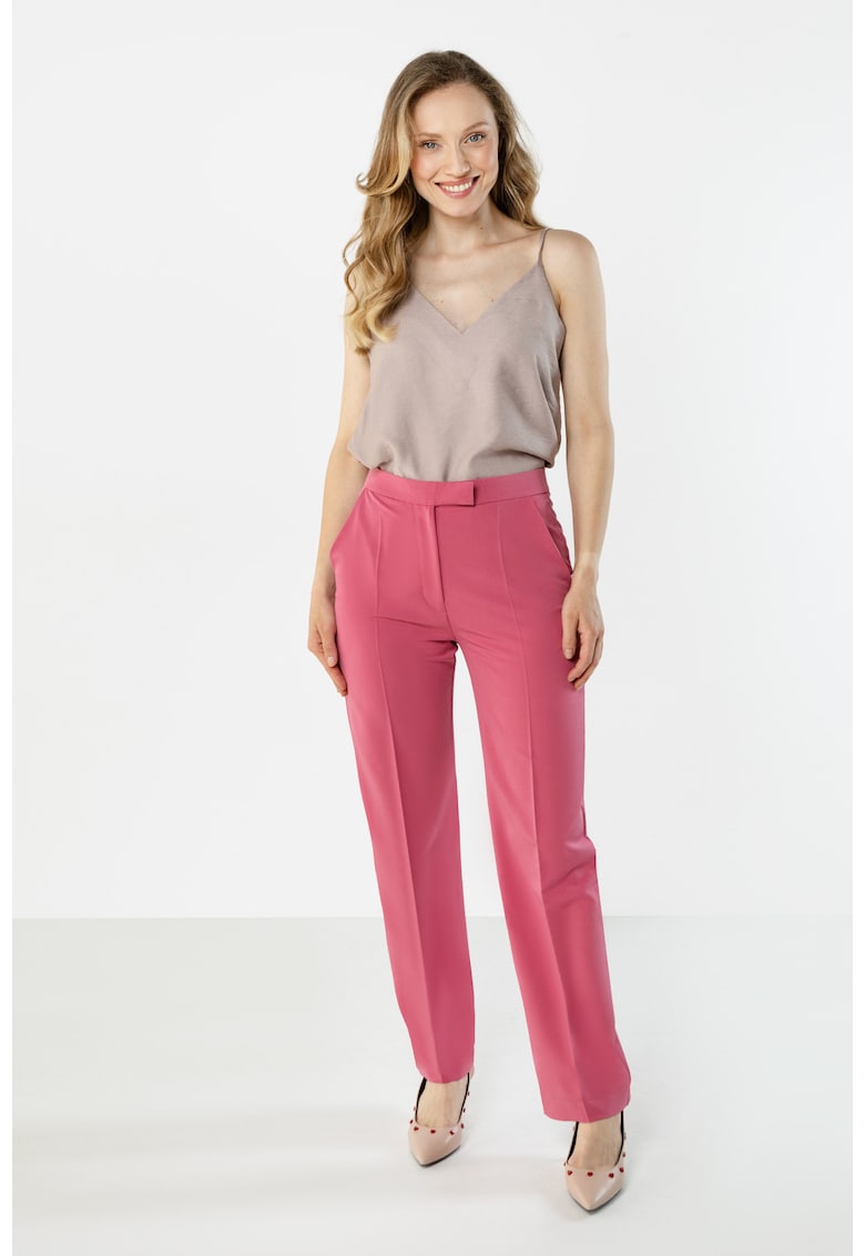 Pantaloni dama - A766 - poliester - elastan - roz zmeuriu