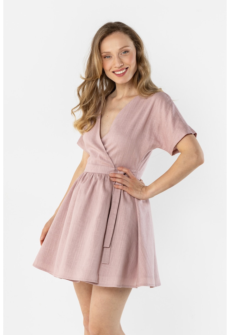 Rochie mini dama decolteu in V - in - roz murdar