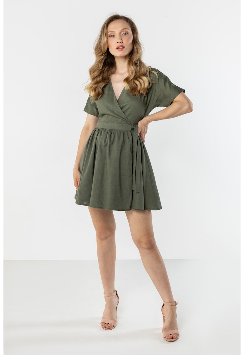 Rochie mini dama decolteu in V - viscoza/in - verde