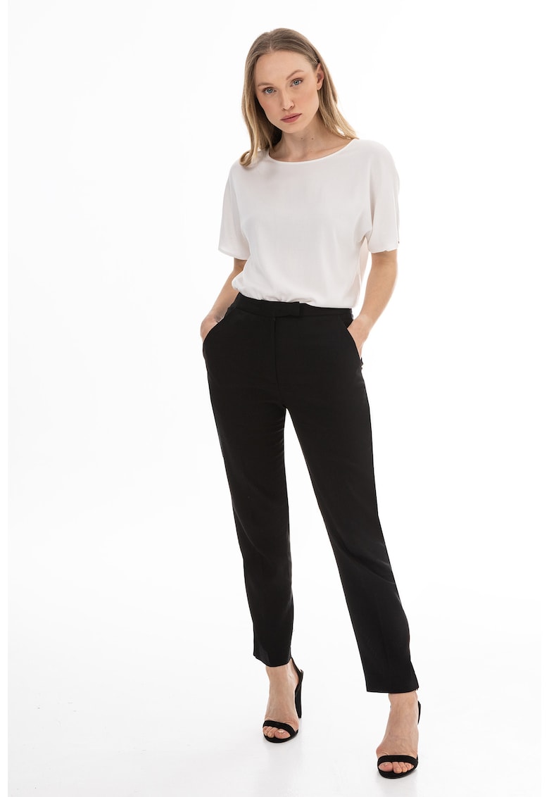 Pantaloni dama - in - croiala dreapta - talie inalta - negru