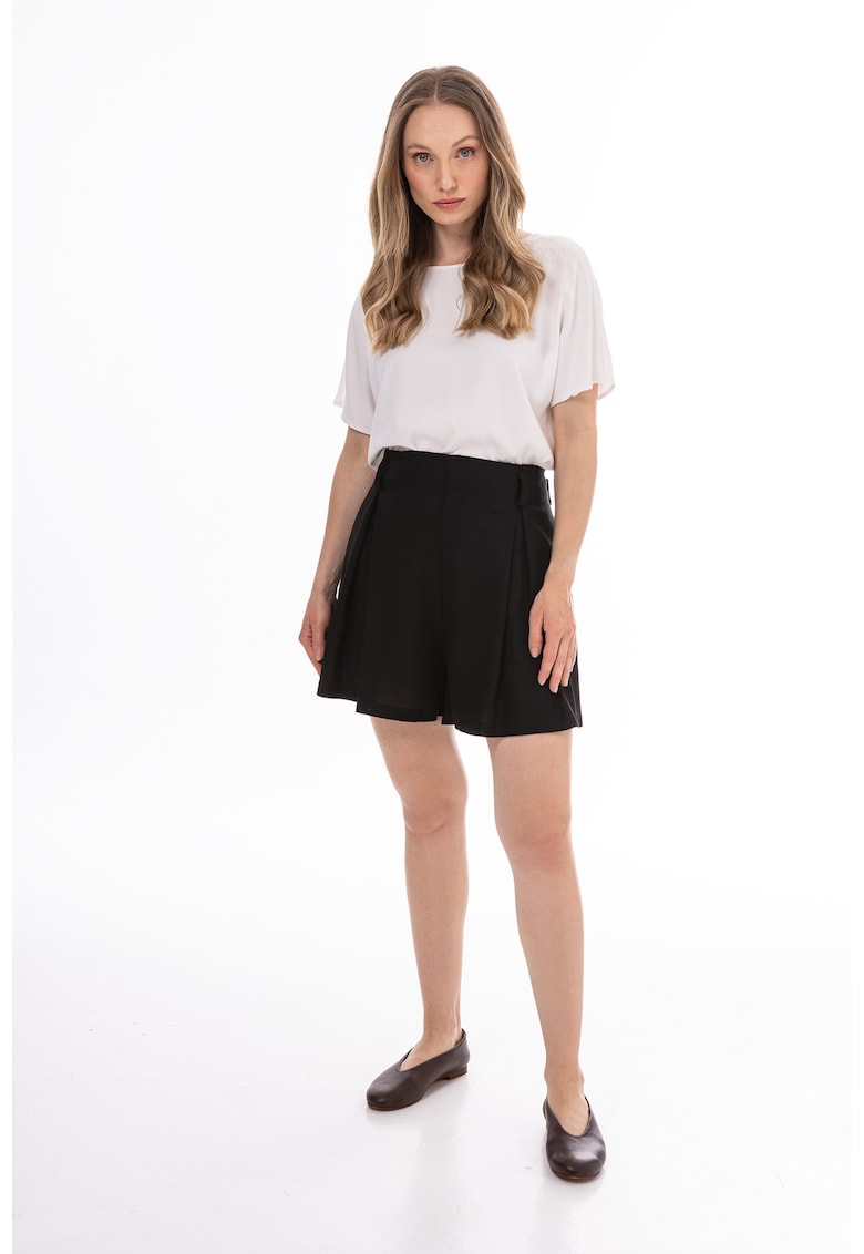 Pantaloni dama - A774 scurti - negru - bumbac si in
