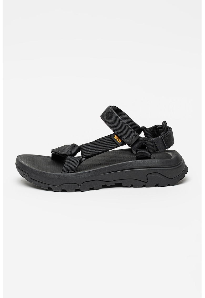 Sandale cu talpa wedge si inchidere velcro Hurricane - Negru