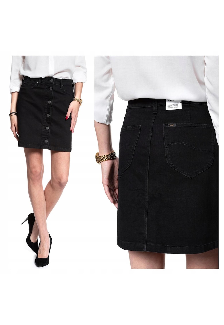 Fusta A Line - mini - bumbac - neagra -