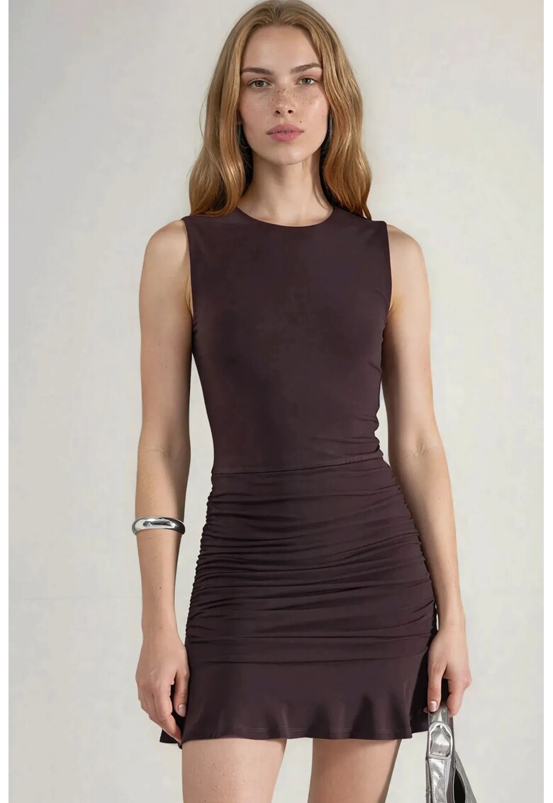 Rochie Mini Bodycon volane - maro - jerseu