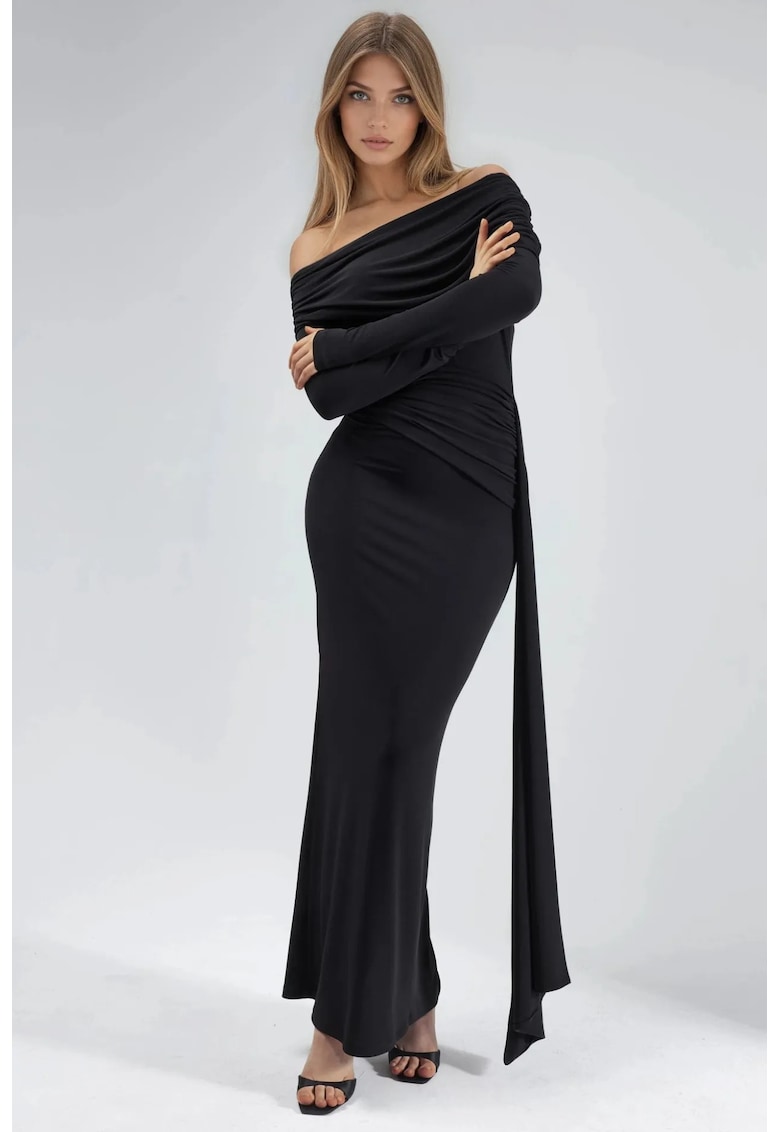 Rochie maxi mulata - neagra - jerseu