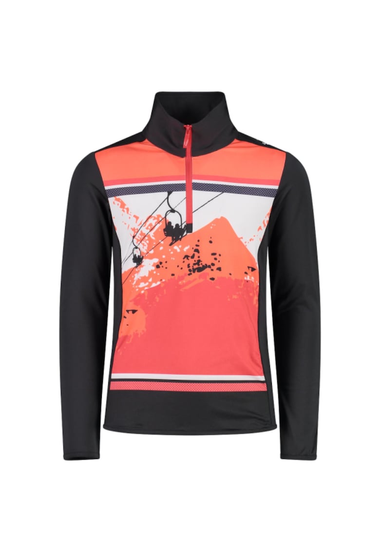 Bluza schi copii guler inalt - negru/corai - Negru/Coral
