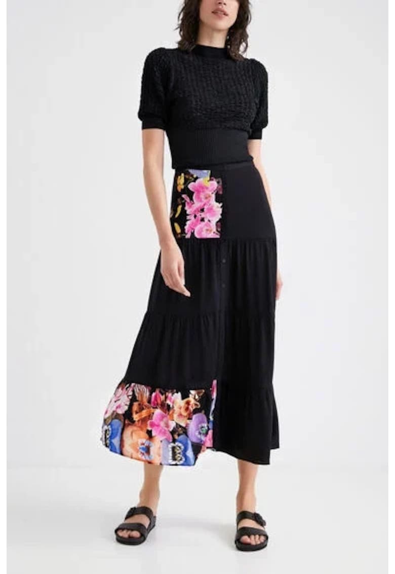Fusta midi cu print florar -