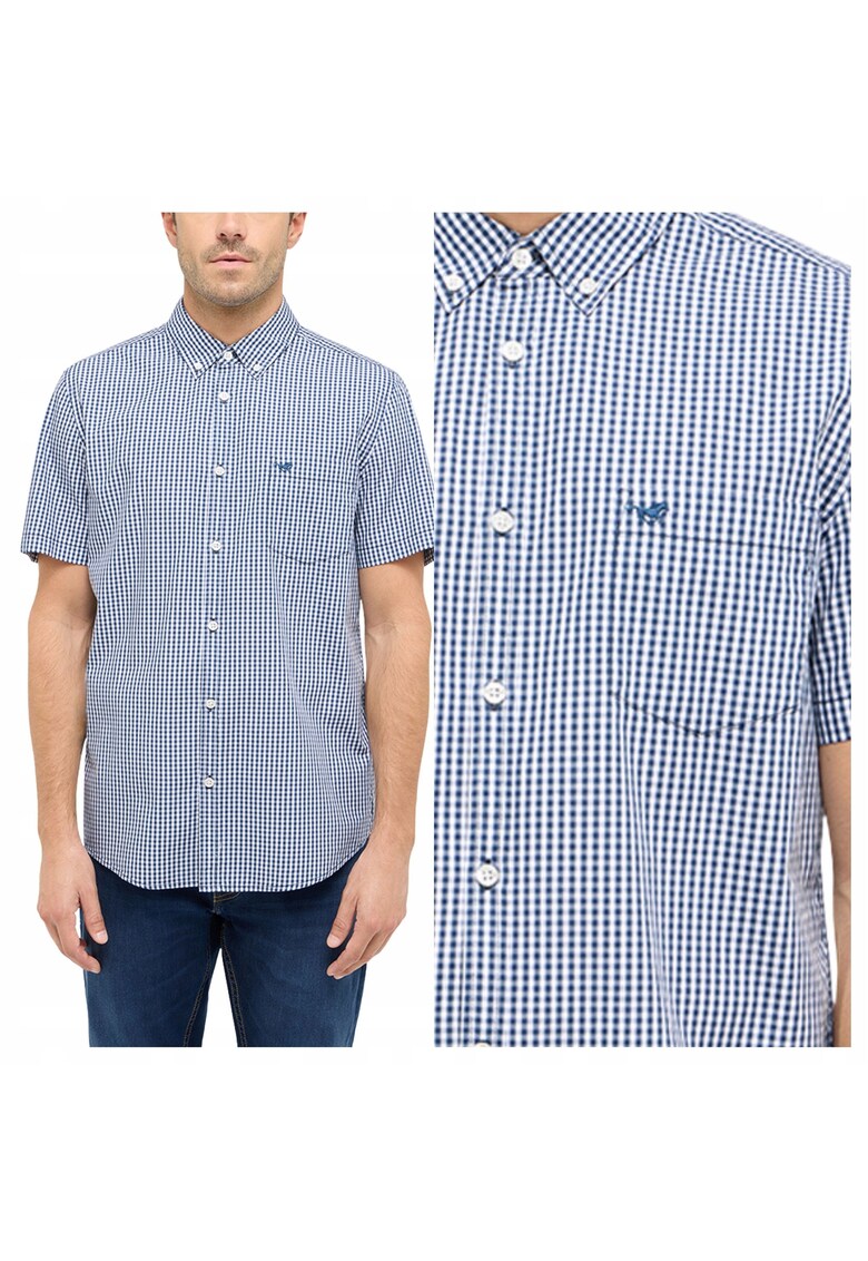 Camasa Barbati - Gilroy - Regular Fit - Design Clasic - Maneci Scurti - Cu Guler - Cu Nasturi - Bumbac - M INTL - Albastru