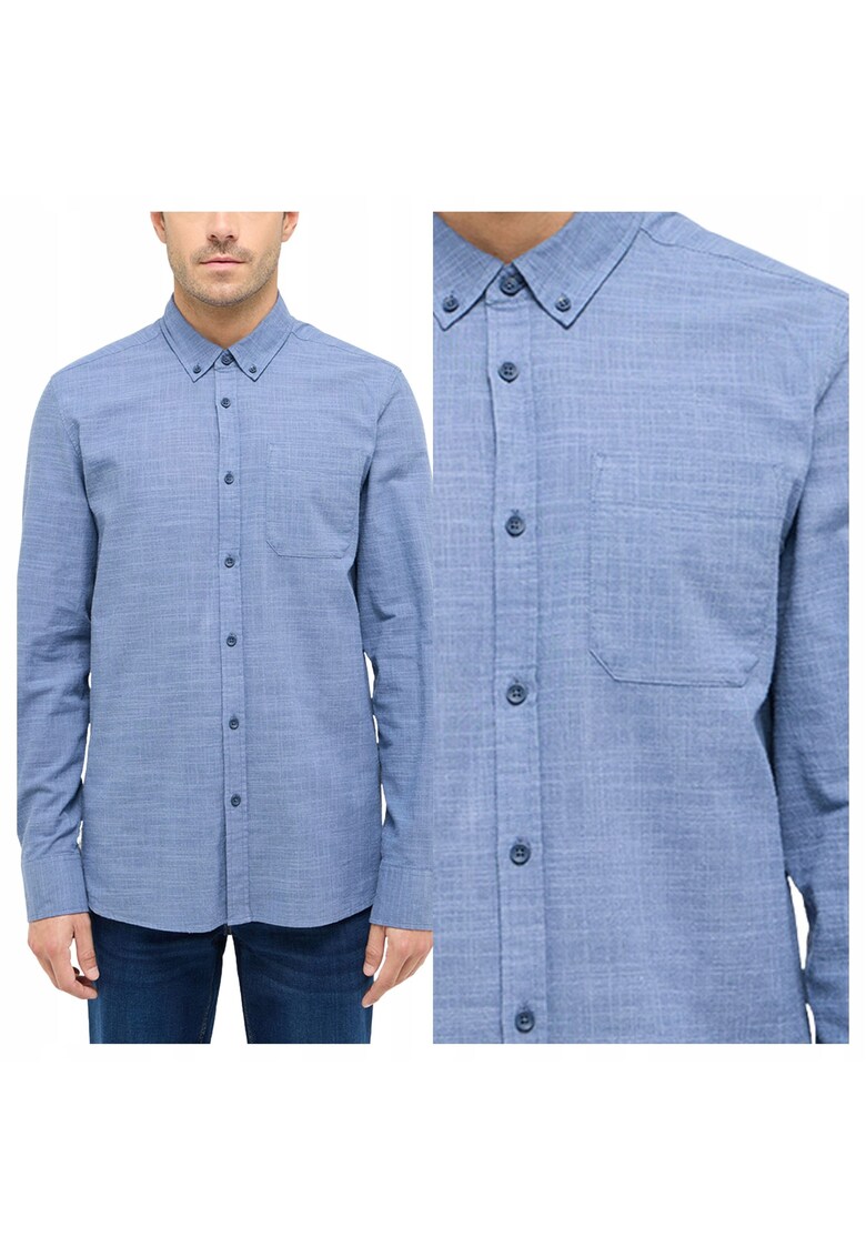 Camasa Barbati - Rawlins - Regular Fit - Design Clasic - Maneci Lungi - Cu Guler - Cu Nasturi - Bumbac - M INTL - Albastru