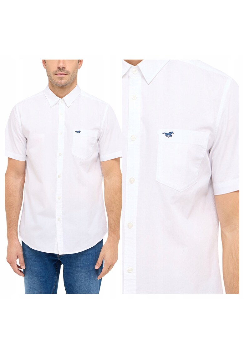Camasa Barbati - Gilroy - Regular Fit - Design Clasic - Maneci Scurti - Cu Guler - Cu Nasturi - Bumbac - M INTL - Alb