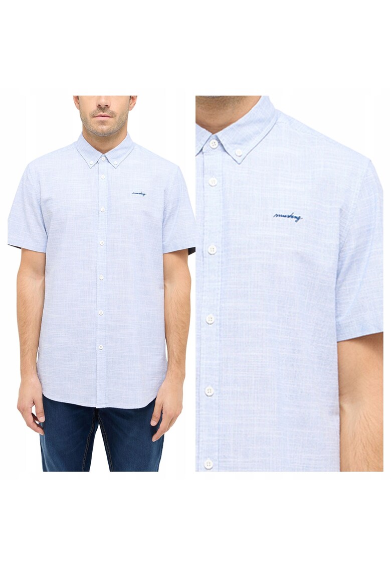 Camasa Barbati - Berkeley - Regular Fit - Design Clasic - Maneci Scurti - Cu Guler - Cu Nasturi - Bumbac - M INTL - Albastru