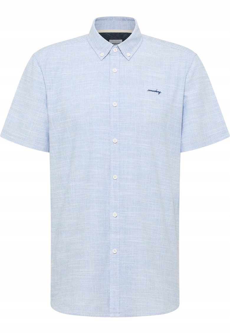 Camasa Barbati - Berkeley - Regular Fit - Design Clasic - Maneci Scurti - Cu Guler - Cu Nasturi - Bumbac - M INTL - Albastru