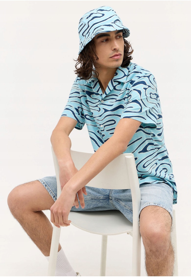 Camasa Barbati - Layton - Regular Fit - Design Clasic - Maneci Scurti - Cu Guler - Cu Nasturi - Bumbac - Albastru - Albastru