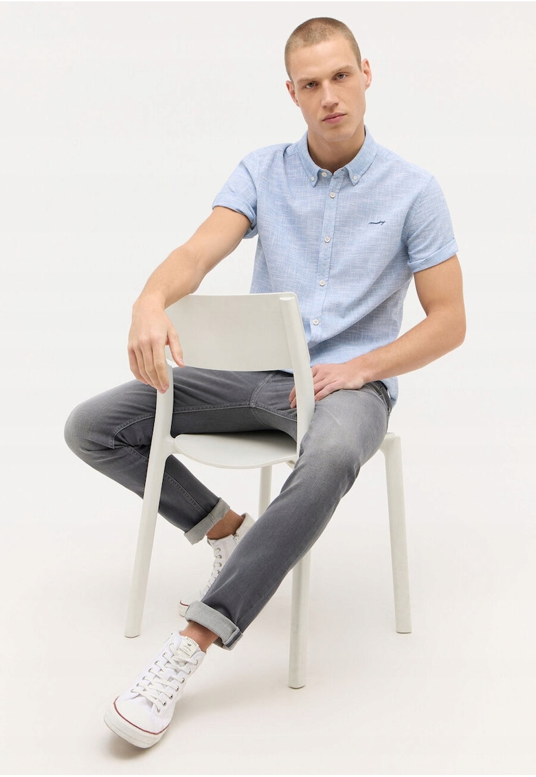 Camasa Barbati - Berkeley - Regular Fit - Design Clasic - Maneci Scurti - Cu Guler - Cu Nasturi - Bumbac - S INTL - Albastru