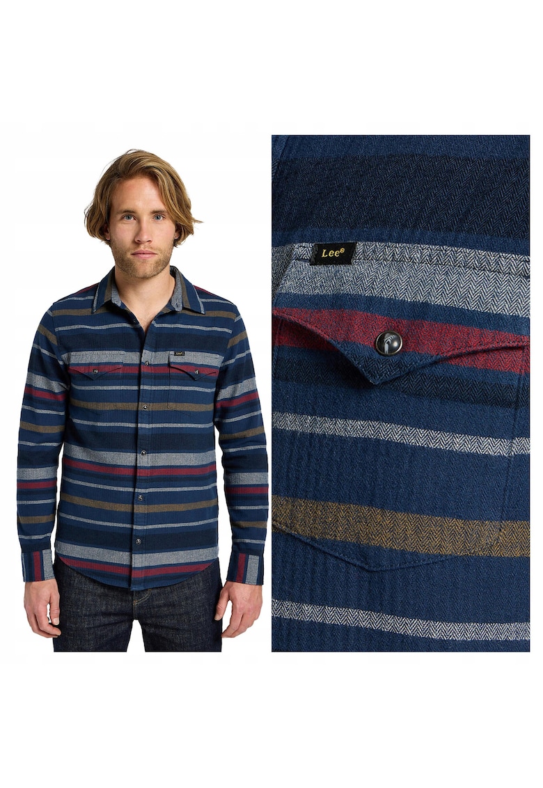 Camasa Barbati - Western Shirt - Regular Fit - Design Clasic - Maneci Lungi - Cu Guler - Cu Nasturi - Bumbac - Multicolor - Multicolor