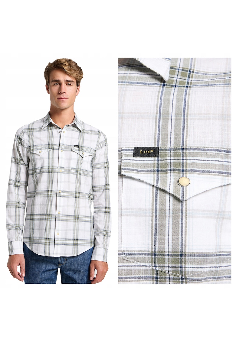 Camasa Barbati - Clean Regular Western Shirt - Regular Fit - Design Clasic - Maneci Lungi - Cu Guler - Cu Nasturi - Bumbac - M INTL - Gri