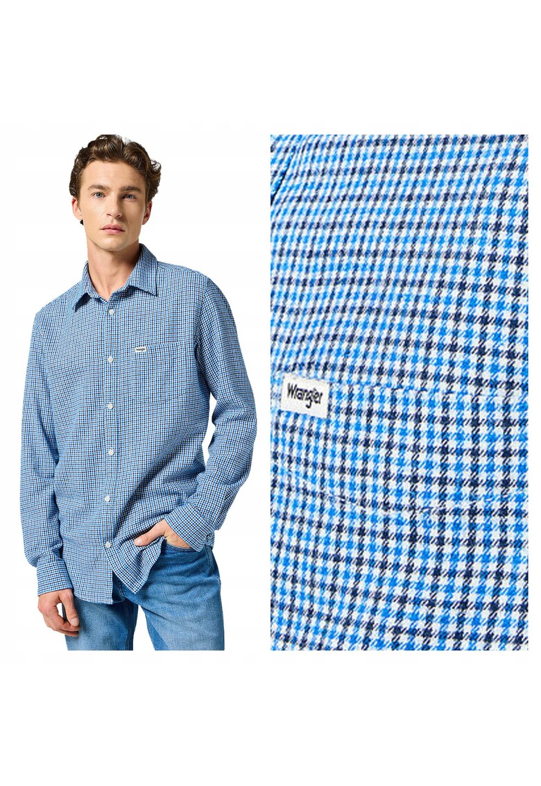 Camasa Barbati - 1PKT Shirt Light - Regular Fit - Design Clasic - Maneci Lungi - Cu Guler - Cu Nasturi - Bumbac - L INTL - Albastru