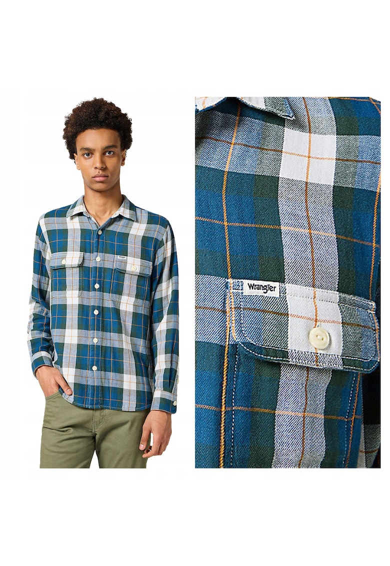 Camasa Barbati - 2PKT Shirt - Regular Fit - Design Clasic - Maneci Lungi - Cu Guler - Cu Nasturi - Bumbac - S INTL - Multicolor