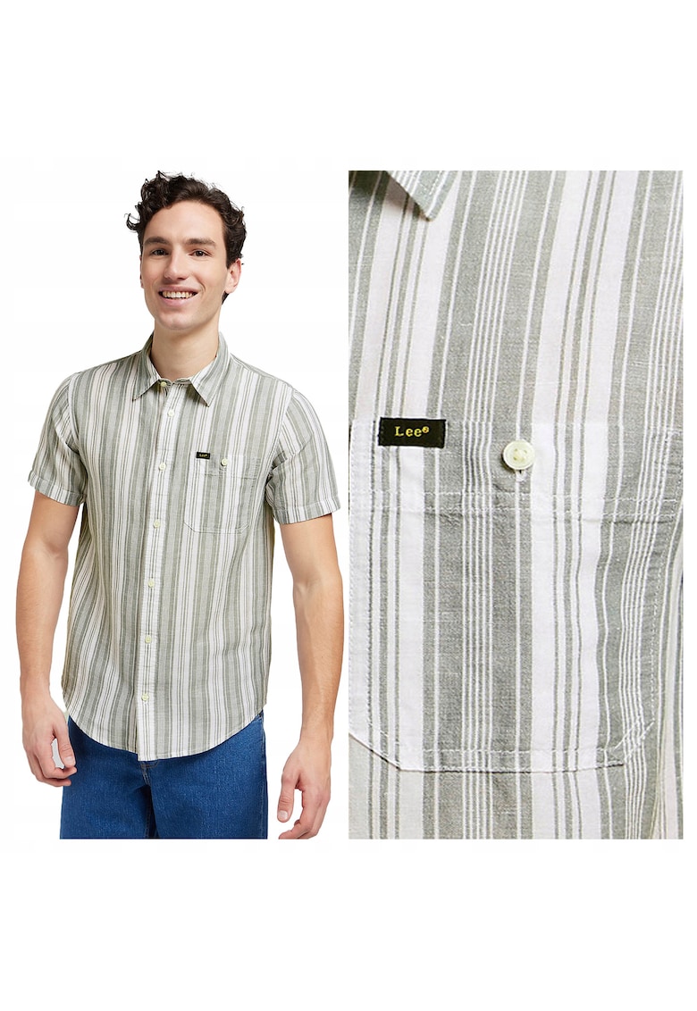 Camasa Barbati - SS Leesure Shirt - Regular Fit - Design Clasic - Maneci Scurti - Cu Guler - Cu Nasturi - Bumbac - XL INTL - Verde