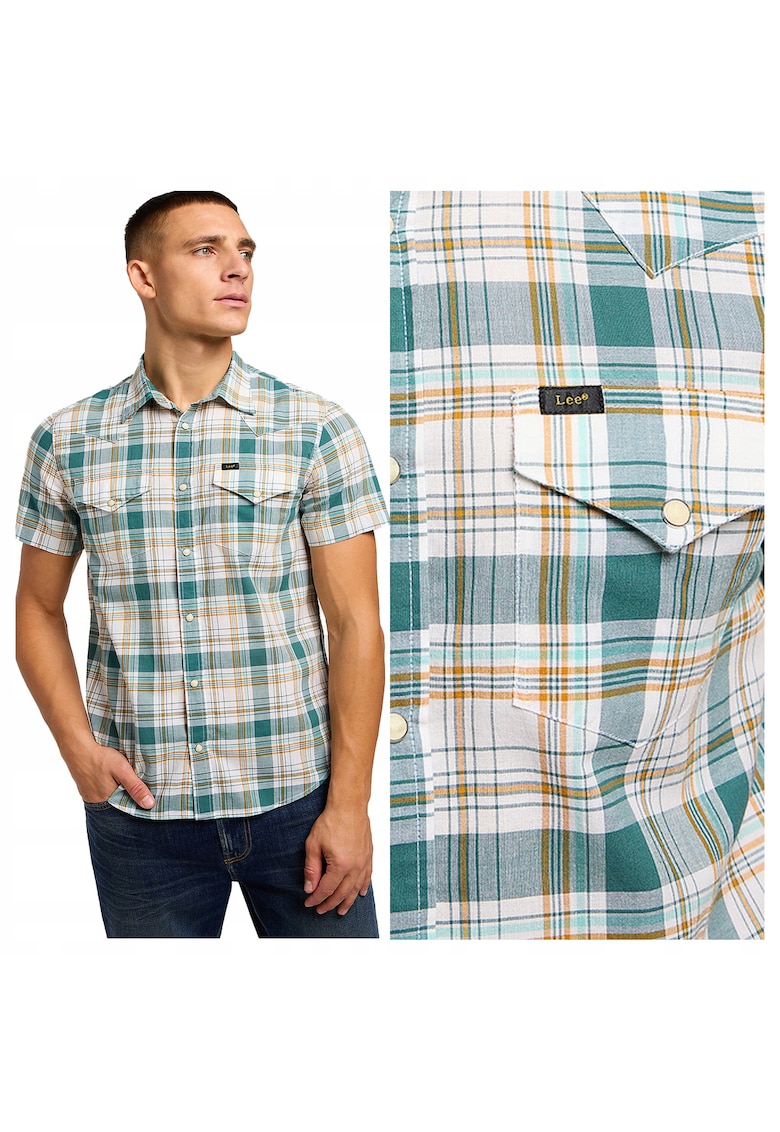 Camasa Barbati - SS Western Shirt - Regular Fit - Design Clasic - Maneci Scurti - Cu Guler - Cu Nasturi - Bumbac - S INTL - Multicolor