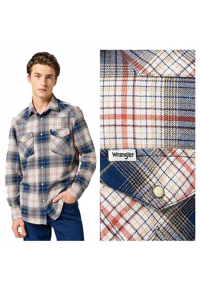 Camasa Barbati - Western Shirt - Regular Fit - Design Clasic - Maneci Lungi - Cu Guler - Cu Nasturi - Bumbac - S INTL - Multicolor