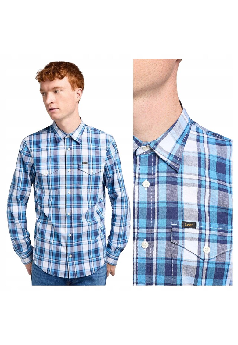 Camasa Barbati - Regular Shirt - Regular Fit - Design Clasic - Maneci Lungi - Cu Guler - Cu Nasturi - Bumbac - XL INTL - Albastru