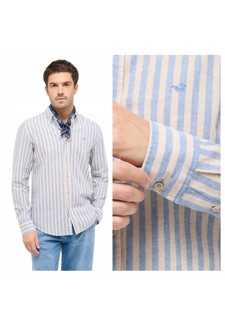 Camasa Barbati - Style Rawlins - Regular Fit - Design Clasic - Maneci Lungi - Cu Guler - Cu Nasturi - Bumbac - M INTL - Albastru