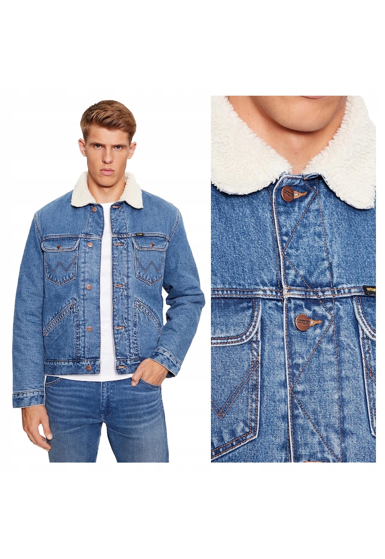 Jacheta Barbati - 124MJ SHERPA - Regular Fit - Design Clasic - Maneci Lungi - 2 Buzunare - Cu Nasturi - Bumbac - 3XL INTL - Albastru