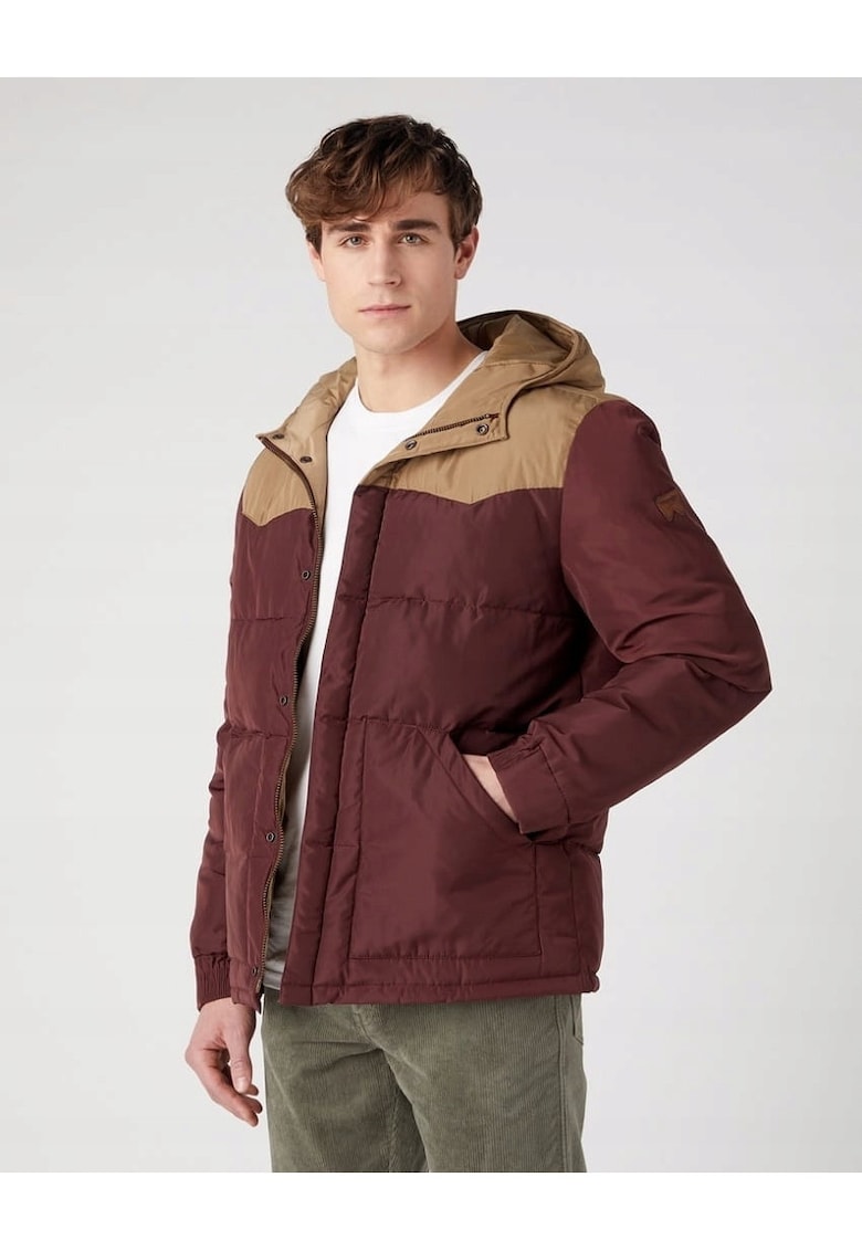 Мъжко яке - Puffer Jacket - Regular Fit - Класически дизайн - Дълги ръкави - 2 джоба - С цип - Памук - Кафяв - Светлокафяв