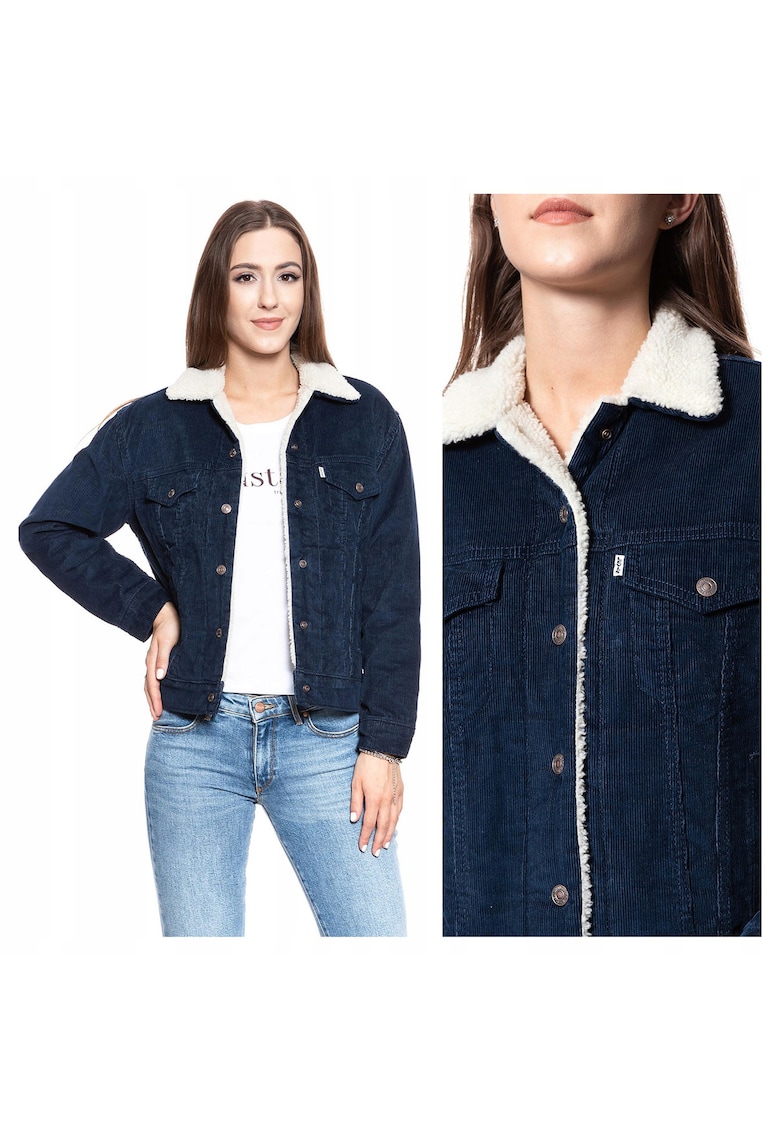 Jacheta Dama - Ex-Boyfriend Trucker - Regular Fit - Design Clasic - Maneci Lungi - 4 Buzunare - Cu Nasturi - Bumbac - XS INTL - Albastru