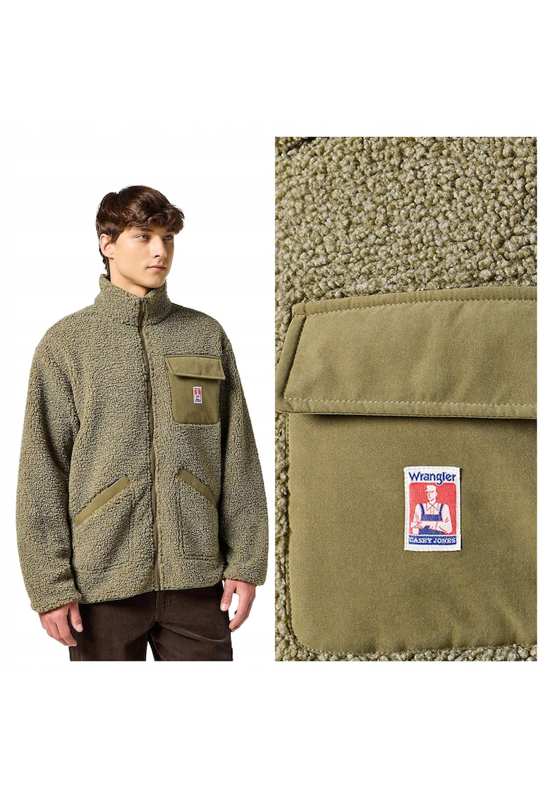 Jacheta Barbati - Casey Shearling Jacket - Regular Fit - Design Clasic - Maneci Lungi - 2 Buzunare - Cu Fermoar - Bumbac - S INTL - Verde