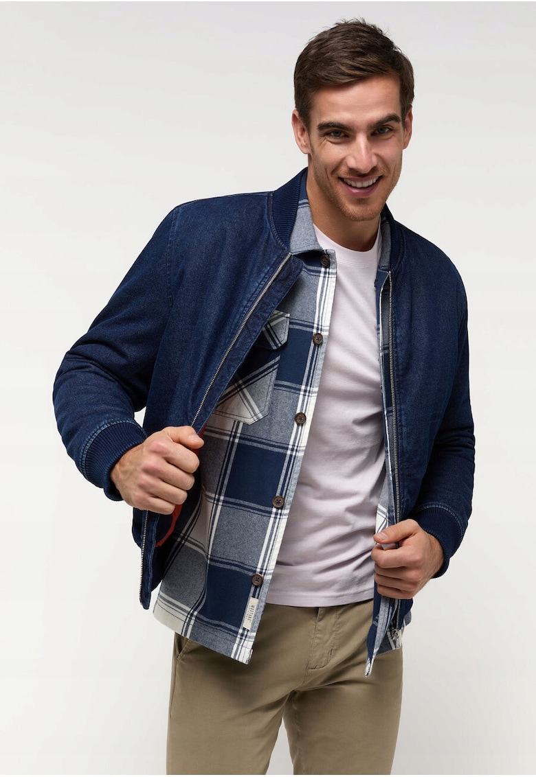Jacheta Barbati - Byron - Regular Fit - Design Clasic - Maneci Lungi - 2 Buzunare - Cu Fermoar - Bumbac - Albastru - Albastru