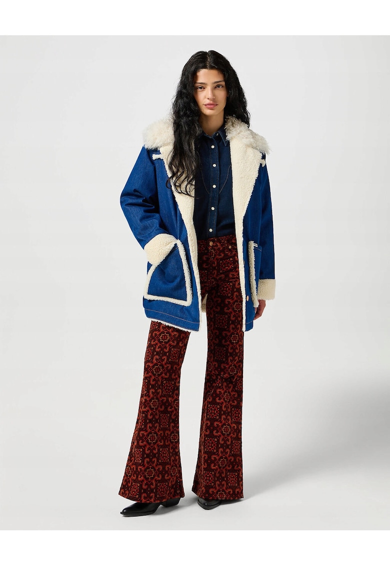 Дамско яке - Wrange Coat - Regular Fit - Класически дизайн - Дълги ръкави - 2 джоба - С копчета - Памук - Синьо - Син