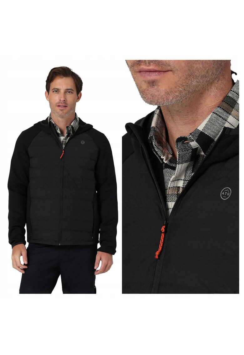 Jacheta Barbati - Athletic Hybrid - Regular Fit - Design Clasic - Maneci Lungi - 2 Buzunare - Cu Fermoar - Bumbac - 3XL INTL - Negru
