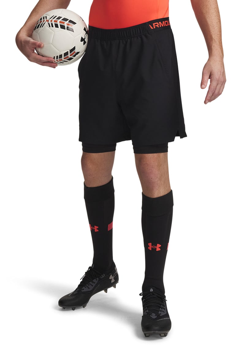 Pantaloni scurti cu model 2-in-1 pentru fitness Vanish - Negru/Rosu vermillion